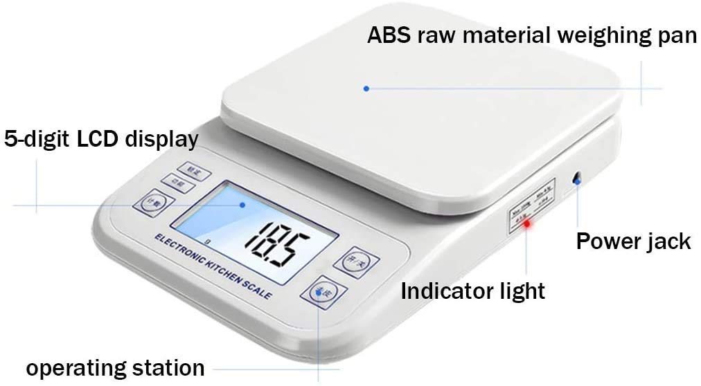 Electronic Scales High-Precision Kitchen Food ABS Raw Material Precision Scale Scales(White-2kg/0.1g (White 3kg/0.1g)