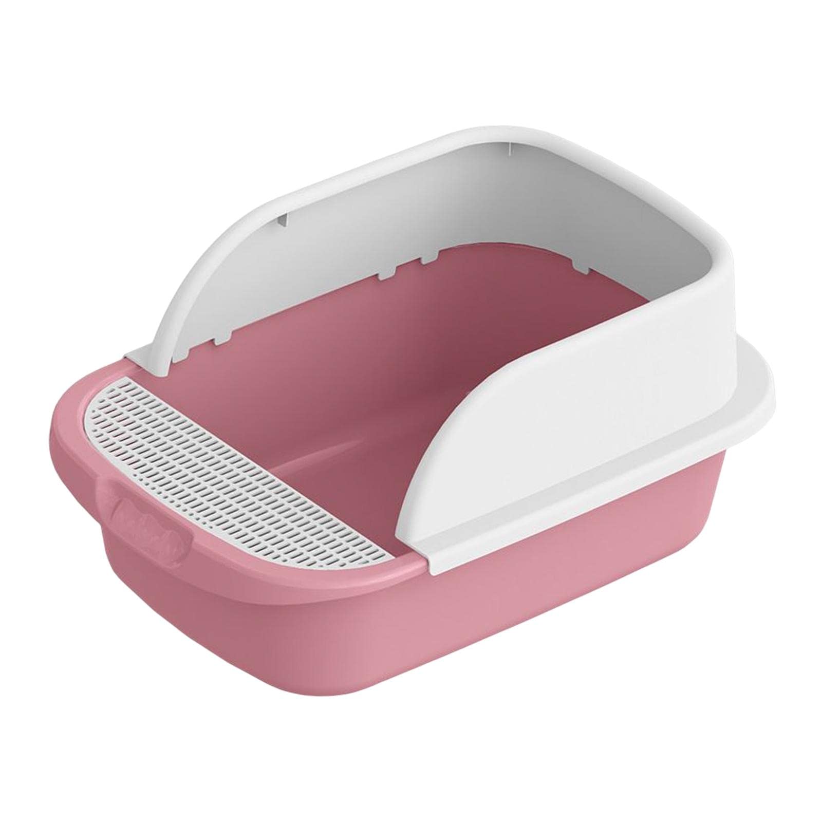 Bac à litière pour chat ouvert grand plateau rose en PP pour chaton
