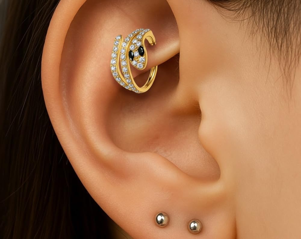 Anello a scatto con segmento incernierato in acciaio chirurgico 316L con zirconia cubica, per cartilagine, per daith, anello da camera, elice, calibro 16