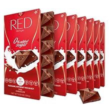 Red Delight Milk Chocolate Bars - 3.53 oz, Pack of 8 - Low Carb, Kosher, No Added Sugar Snack - Gluten-Free Vegan European Treat with Smooth, Creamy Texture for Gifting & Snacking