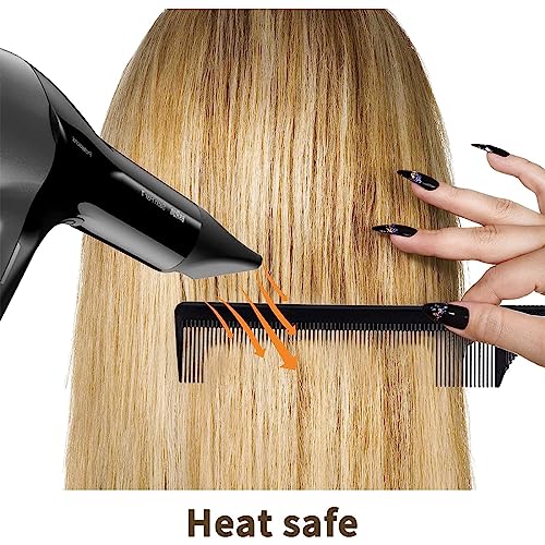 Foto von 3 Präzisionskamm Nadelstielkamm Haarkamm, Hitzebeständiger und Antistatischer Stielkamm, Professioneller Friseur Kamm aus Kohlefaser, Hair Comb Mit Stiel Haarstyling Salon, für Männer Frauen Haare