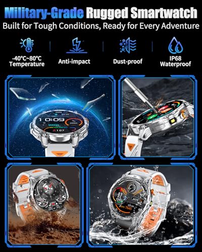 Image of Military Smart Watches for Men with 1000mAH Battery, 1.7 inch HD Sports Smartwatch with Flashlight /Bluetooth Call /Heart Rate /SpO2 /Sleep Monitor, Fitness Tracker for iPhone /Android Phones