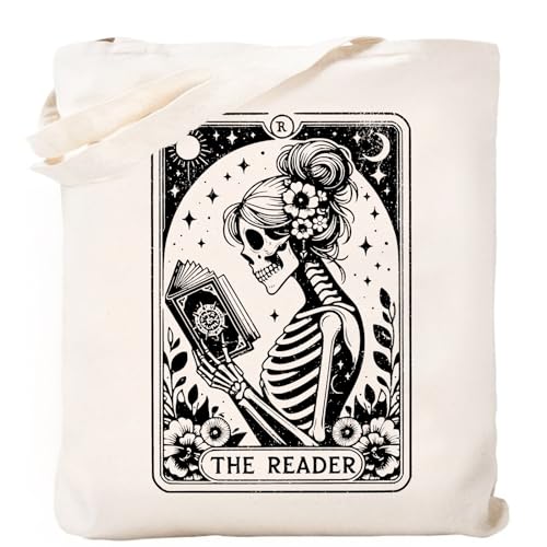 Mahrokh Canvas Book Tote Bag for Women, Book Lover Gifts, Reusable Grocery Bag with Inner Pocket, Cute Tote Bag Aesthetic for Gifts, Shopping & Beach C