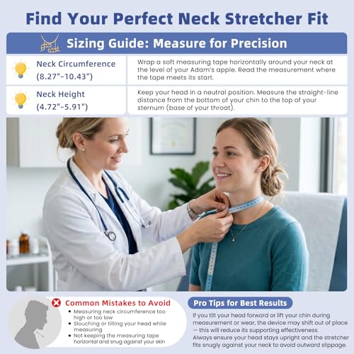 Image of Neck Stretcher Cervical Traction - Adjustable Neck Traction Device for Spine Decompression and Pain Relief, Neck Braces for Neck Pain and Support - FSA Eligible /HSA Eligible