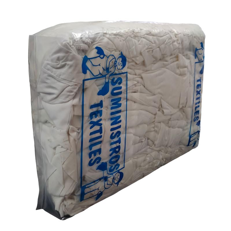 Paños de Limpieza de sábana Blanca Lavada, Saco de 25 kg, Trapos de algodón Blanco, paños de Limpieza para Coche, paños de Limpieza industriales, Trapos Multiusos para Cristales