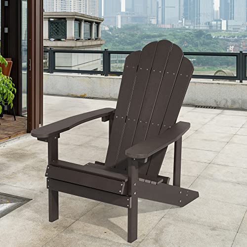 Missbrella Plastic Adirondack Chairs Hips Material Looks Like Real Wood Weather Resistant For Patio Garden, Backyard, Patio And Indoors (Coffee) #TOP6