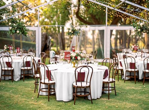 12 Pack White Round Tablecloth 132 Inch Tablecloths,Stain and Wrinkle Resistant Polyester Circle Table Cloth,Washable Fabric White Round Tablecloth for Wedding Banquet Party by FXKS - Used condition - Image 6