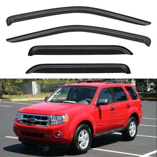Image of Window Visors Rain Guards Shield for 2001-2012 Ford Escape, Out-Channel Window Vent Wind Deflectors Visors Shades for 2005-2012 Ford Escape Hybrid, 2008-2012 Mazda Tribute, 2005-2011 Mercury Mainer