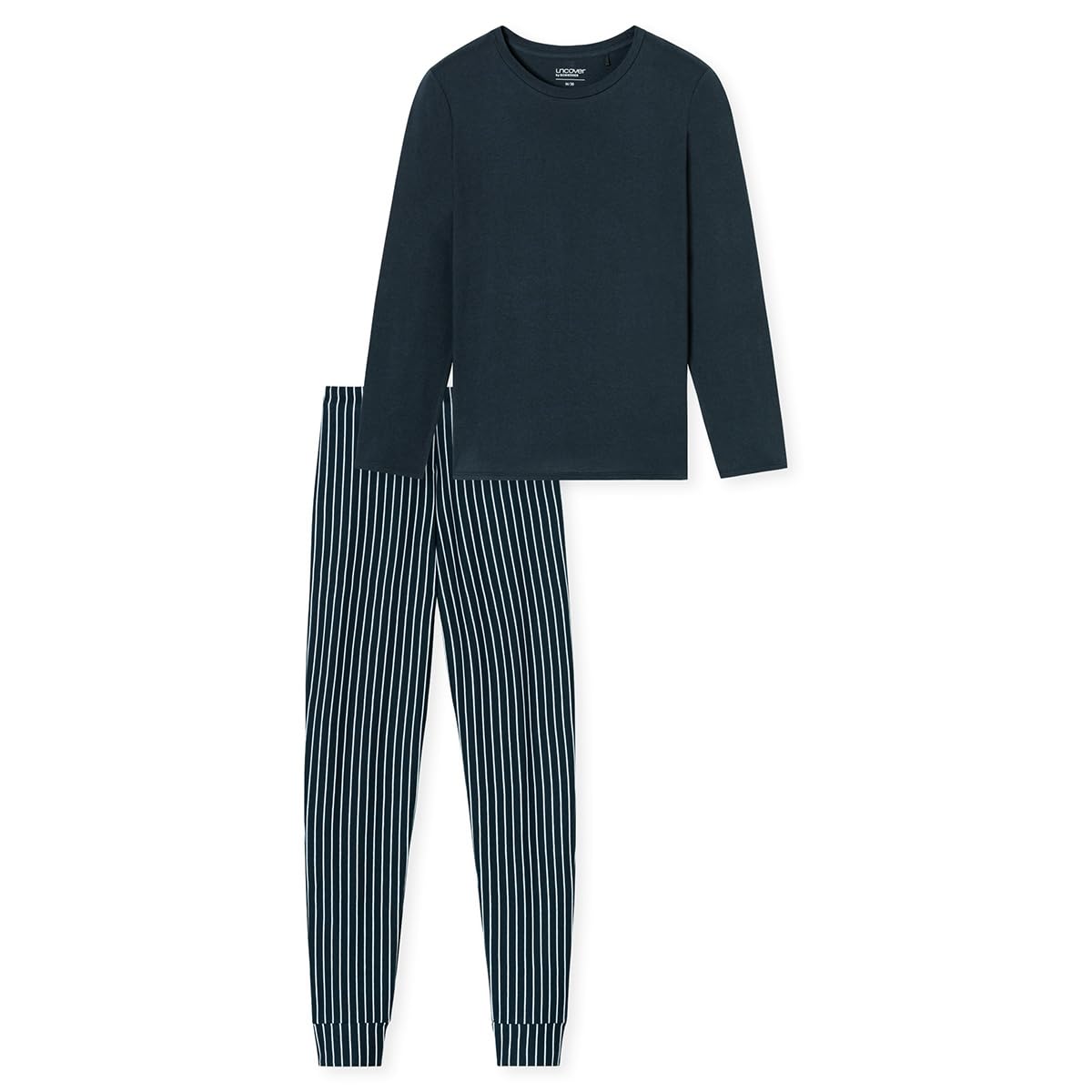 Uncover by Schiesser Damen Schlafanzug Set Shirt langarm mit langer Schlafhose - Nachtwäsche