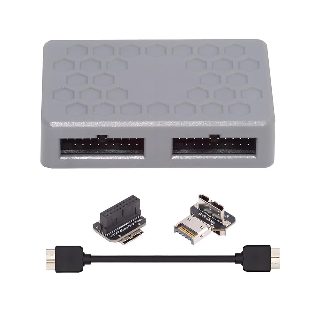 chenyang Micro B 1 to 2 USB 3.0 19Pin Front Panel Header Port Multiplier Hub Adapter with USB 3.0 19Pin/USB 3.1 Type E to Micro B Adapter