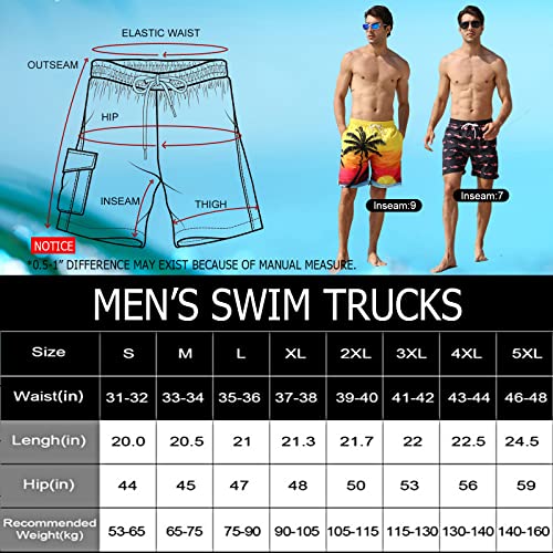 Zhpuat Men's Swim Trunks Beach Board Shorts Quick Dry Bathing Suits Holiday Shorts-Coconut Tree-Red-Xxxxl #TOP5