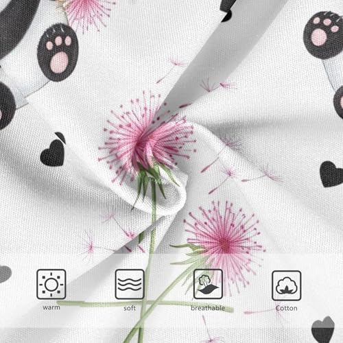 Cute Pandas Light Pink Floral Girl Panties Cute Girls Underwear Toddlers Cotton Durable Underpants Briefs 2t3