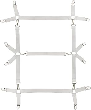 Bed Sheet Straps Nonslip Fitted Sheet Clips,Adjustable Elastic Bedding Holder Easy Install on Mattress Covers White