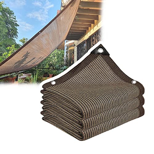 Red de sombreado para jardín marrón de 90% con ojales para toldos exterior terraza e invernadero 2