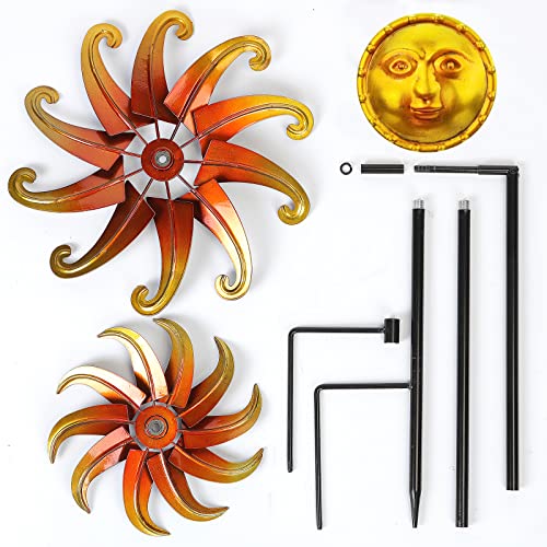 Wind Spinners For Yard And Garden, Metal Garden Art Sun Face Wind Spinner Outdoor, Magic Metal Kinetic Sculpture Windmill Decor For Lawn Yard Ornaments Decoration (Sun Face) #TOP5