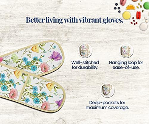 Amazon Brand - UMI Florals - Floral Charm Double Oven Glove Outer 100% Cotton and Inner 100% Polyester 18 cm by 89 cm
