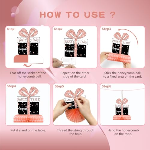 Image of 9Pcs Rose Gold Pink 18th Birthday Decorations Honeycomb Centerpieces for Girls,Happy 18th Birthday Centerpieces Tables Toppers Party Decorations Supplies,Vintage 2008 Aged Table Sign Decor