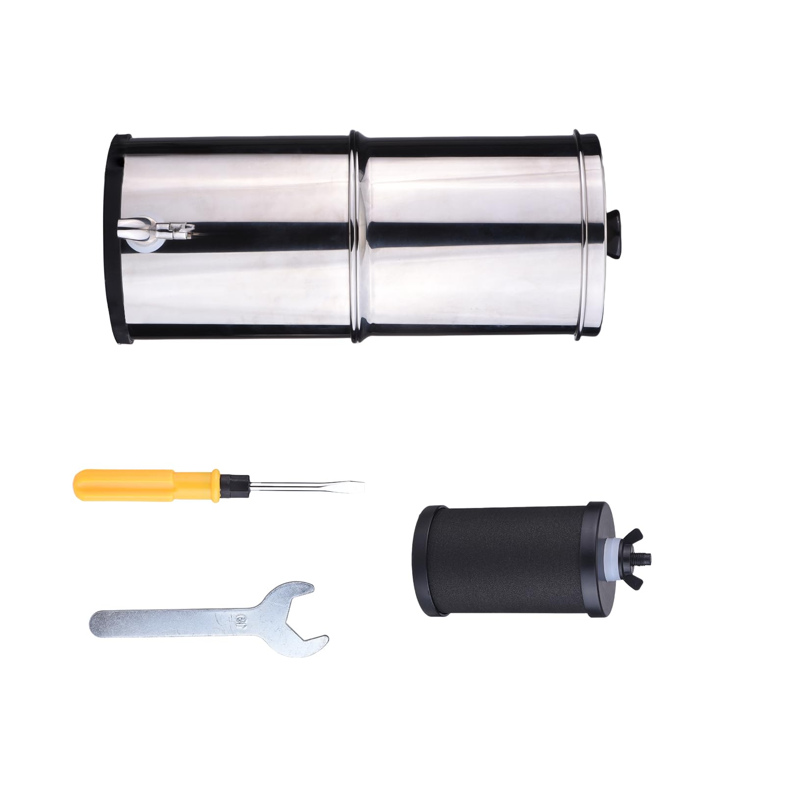 Filtro de Agua para Encimera, 1 Galón, 3 Etapas, 0,01 Micras, Ultrafiltración que Reduce el 99,9% del Cloro, Purificador de Agua, Filtro de de Acero Inoxidable con Espiga de Metal y Soporte