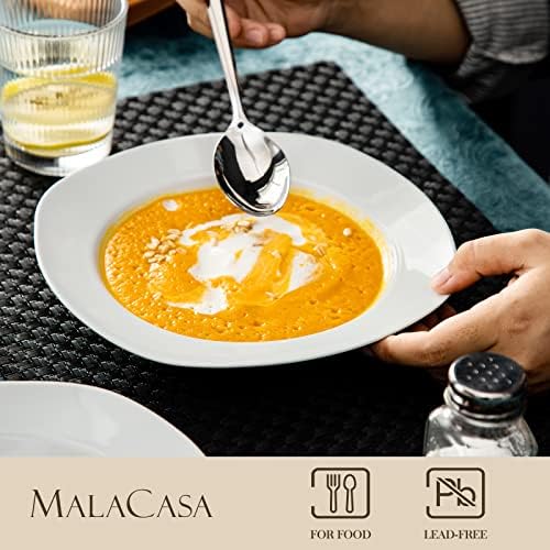 MALACASA, Series Elisa, 6-Piece 8.5" Soup Plates Pasta Plates Round Porcelain China Deep Dinner Plates (21.5 * 21.5 * 4cm), Service for 6