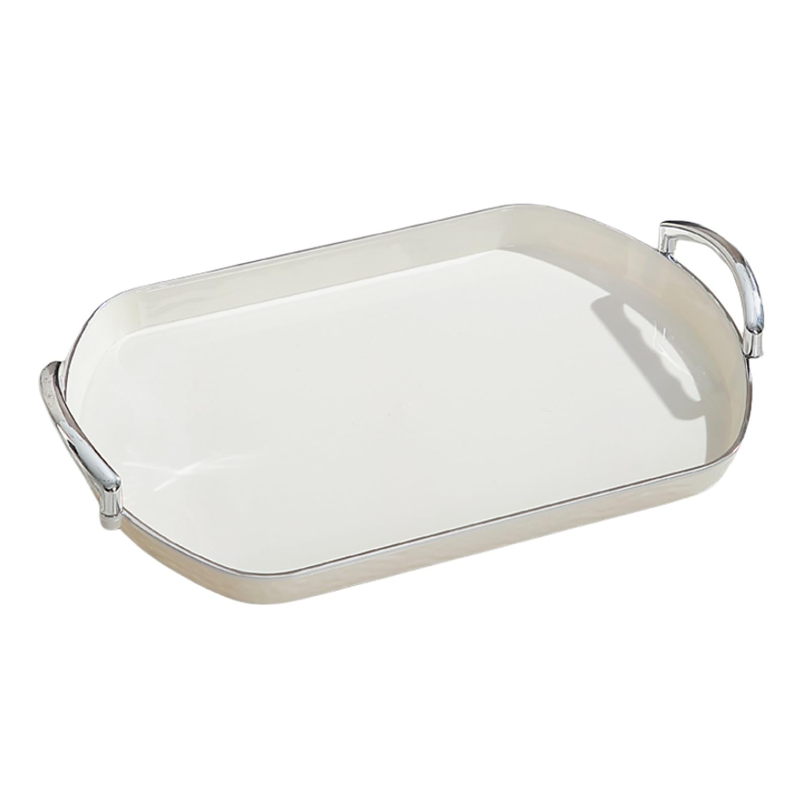 Xcsdew Color1 Plastic Tray,Rectangular,Home Decor Storage Box,With Openwork Handles,Suitable For Tea Room Use(35.5X25x2.5cm)