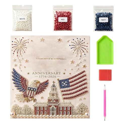 Kit de pintura con perlas DIY y arte con cuentas patriótico para manualidades de adultos