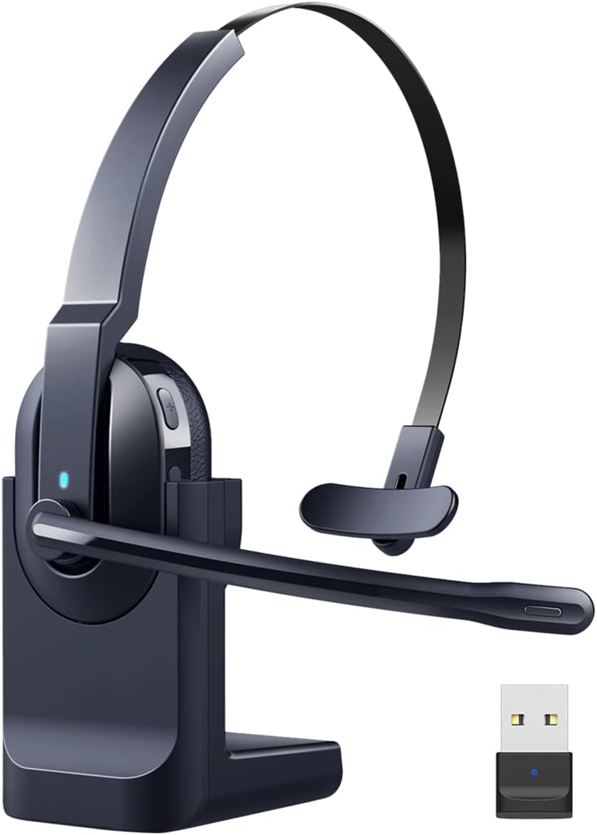 HUAKUA Bluetooth Headset with Microphone, AI Noise Cancelling Wireless Headset with Mute Button 50 Hrs Talk Time for Computer PC Tablet Cell Phones Office Home Trucker Driver (Blue) HUAKUA Bluetooth Headset with Microphone, AI Noise Cancelling Wireless Headset with Mute Button 50 Hrs Talk Time for Computer PC Tablet Cell Phones Office Home Trucker Driver (Blue)