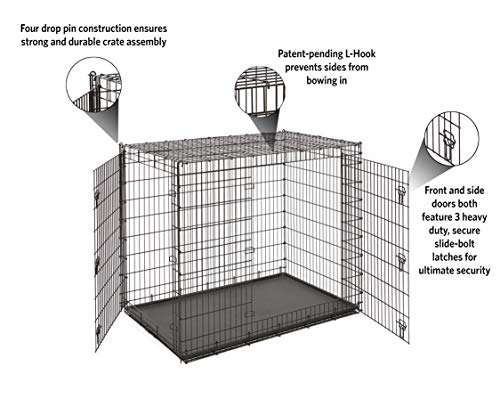 Image of Solutions by MidWest Homes for Pets 54-Inch Drop Pin Crate for Giant Breeds Over 100 lbs, Double Door Dog Crate with Leak-Proof Tray & Secure Latches, Durable Drop Pin Construction