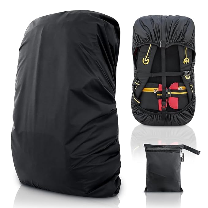 Waterproof 55L to 75L Rain Cover for Rucksack Backpack Bag, Suitable Bags for Hiking, Camping & Trekking XL Bag, Two Side Adjustable Buckle and Elastic Protect from Rain and dust (Black)-image-43
