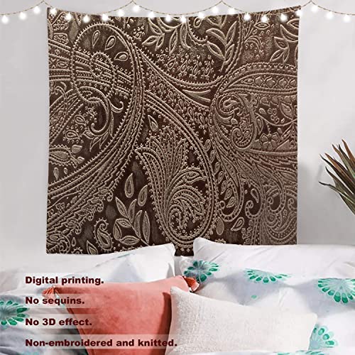 Batmerry Brown Retro Paisley Tapestry,Vintage Wall Art Hanging Decoration Polyester Fiber White Ruffled Around thumb #1