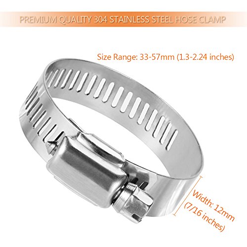 Lokman 20 Pack Stainless Steel Hose Clamp Adjustable 1-1/4'' - 2-1/4'' (33-57Mm) Worm Gear Hose Clamp, Metal Fuel Line Pipe Clamp For Plumbing, Automotive And Mechanical Application #TOP2