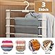 3 Stück Hosenbügel, 6 Etagen Kleiderbügel Hosen Platzsparend, Kleiderschrank Organizer und Faltbare Hosenbügel, Multifunktionaler Kleiderbügel für Hosen Jeans Schals Handtücher Bettlaken Pants Hanger