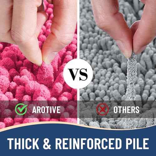 Image of Arotive Luxury Bathroom Rugs 36x24, Extra Soft Thick Absorbent Shaggy Chenille Bath Rugs, Machine Wash Dry, Bath Mats for Bathroom Floor, Tub and Shower, Home Decor Accessories, Deep Pink