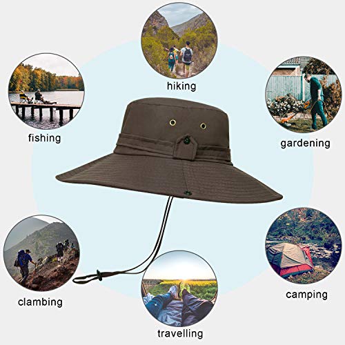 Image of Super Wide Brim Sun Fishing Hat Safari UPF50+ Bucket Boonie Cap for Gardening Hiking Camping