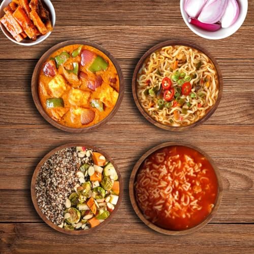Image of Wooden Snack Bowls Set of 4, Size 12.7 cm /5 inch x 5.08 cm /2 inch