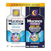 Mucinex Fast-Max Cold and Flu & Nightshift Medicine for Adults, Over-The-Counter Medication Combo Pack for Sore Throat Relief, Decongestant, Cough & Cold Medicine (2 x 6 Fl Oz)