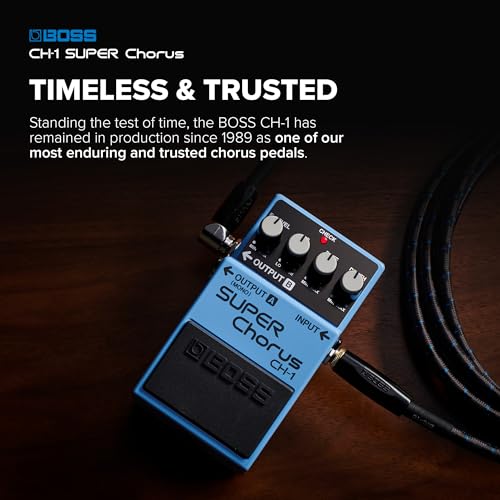 Image of BOSS CH-1 SUPER Chorus | Classic Compact Chorus Effects Pedal | Cystal-Clear Tone for Guitar & Keyboards | Versatile Sound Shaping | Mono & Stereo Connectivity | Easy-to-Use Controls | Effect Level, Eq, Rate and Depth Controls, Mono Input, Stereo Outputs, 9V Battery or Psa Adapter Power