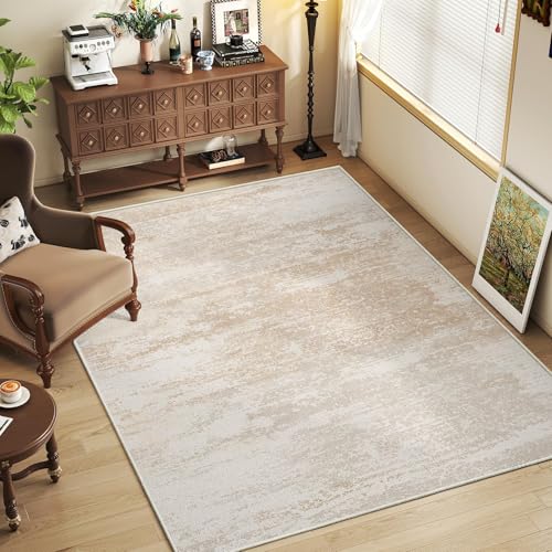 JXGZYY 5x7 Brown Faux Wool Area Rug with Cotton Backing