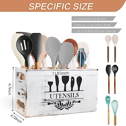 Osimiccp-Large-Kitchen-Utensil-Holder-for-Countertop-or-CounterRustic-White-Wooden-Cooking-Utensil-Holder-with-3-Compartments-Organizer