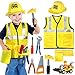 Tacobear Operaio Edile Costumi per Bambini Travestimento Operai con Attrezzi da Lavoro Giocattolo Veicolo Giocattoli Costume di Ruolo Bambini Regalo per Natale Halloween Carnevale