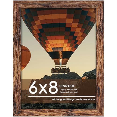 Fisnish 6x8 Picture Frame, Wall Hanging Gallery Photo Frame or Tabletop Display Frame, Brown, 1 Pack