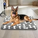 Bestio Large Dog Heating Pad,34x21 in Heated Dog Bed with Constant Heat & Auto Modes，MET&UL Certified Pet Heating Pad with Soothing Warmth,Chew-Resistant Cord,Waterproof Washable Cover-Gray