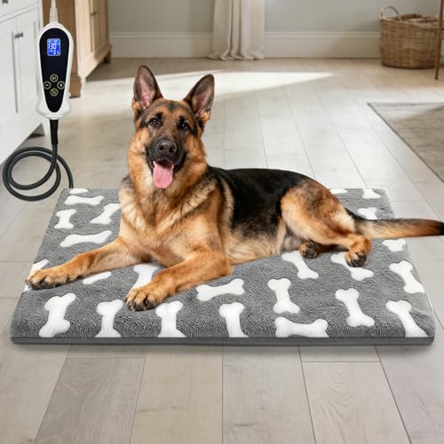 Bestio Large Dog Heating Pad,34x21 in Heated Dog Bed with Constant Heat & Auto Modes，MET&UL...