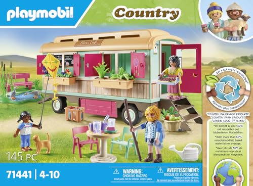 Playmobil 71441 Roulotte café Boutique - Country - avec 4 Animaux et 3 Personnages - Jouet fabriqué avec Plus de 80% de matériaux recyclés ou biosourcés en Moyenne. Dès 4 Ans