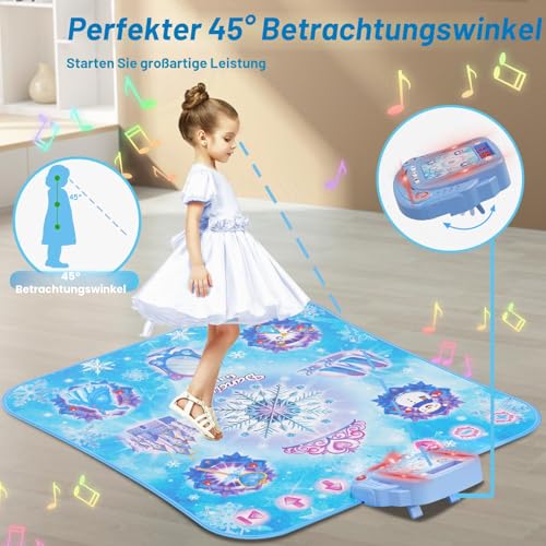 Tanzmatte Kinder Spielzeug Geschenke für Mädchen 3 4 5 6 7 8 9 Jahre, 2025 8 Tasten Tanzmatte mit Bluetooth, Fließendes Licht Kontrollsystem mit Ständern, Prinzessin Geschenk für 3-12 Jahre Mädchen