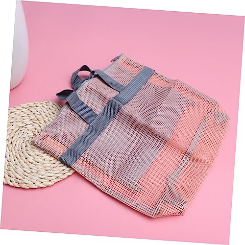 Large Capacity Mesh Tote Bag for Women Versatile Beach Picnic Travel Storage with Zippered Pocket for Essentials Outdoor Activities Pink4