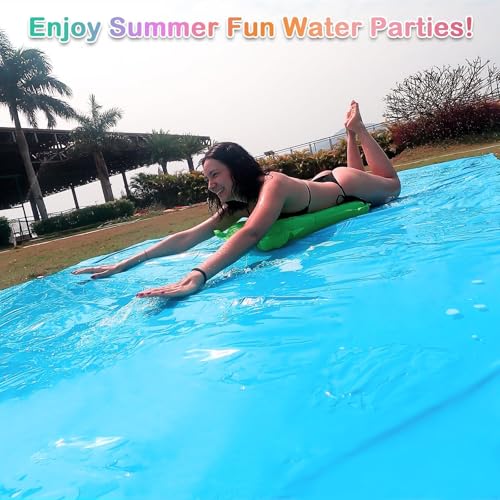 40FT Slip Lawn Water Slide, Giant Slip, Splash and Slide for Kids Teens and Adults - Summer Slip Water and Slides Heavy Duty for Outdoor Backyard Lawn Summer Party with 14 Stakes and 2 Bodyboards