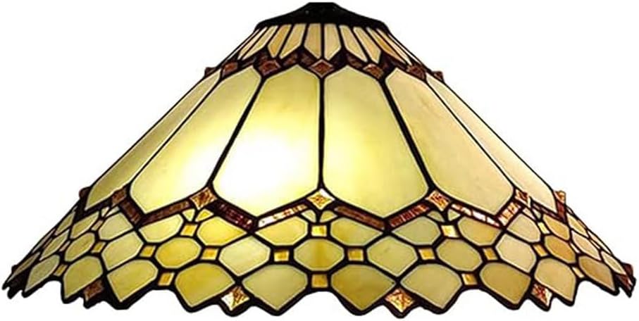 Tiffany Style Lamp shade Replacement Only 18 Inch Beige Stained Glass Lampshades, Vintage Geometric Light Cover for Table Lamp Floor Lamp Pendant Light