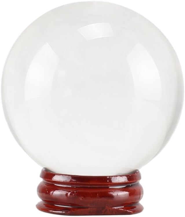 Anpatio 2.36" Clear Crystal Ball Fortune Teller Glass Ball Mystical Quartz Ball Photography Props Feng Shui Divination Spheres Fortune Telling Tabletop Decorations with Stand 60mm