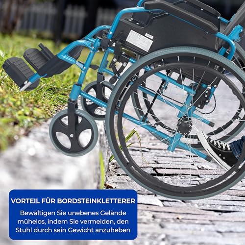 Mobiclinic®, Rollstuhl, Bolonia, Aluminium, Faltbar und leicht, Klappbare geteilte rückenlehne, Abnehmbare fußstütze, Armlehnen, Für erwachsene, Blau