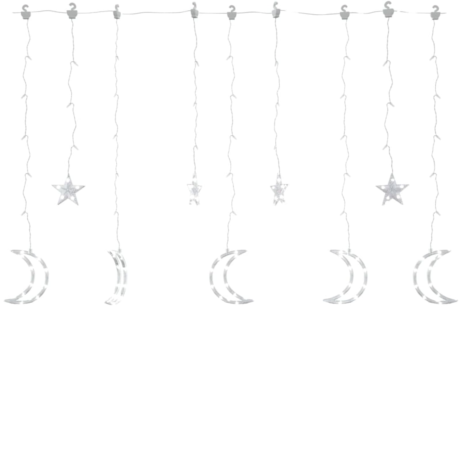 Homgoday Guirnalda de luces con mando a distancia con estrella y luna, iluminación navideña, decoración de Navidad, ventana, cortina de luces, para Navidad, fiesta, decoración, boda, jardín, balcón